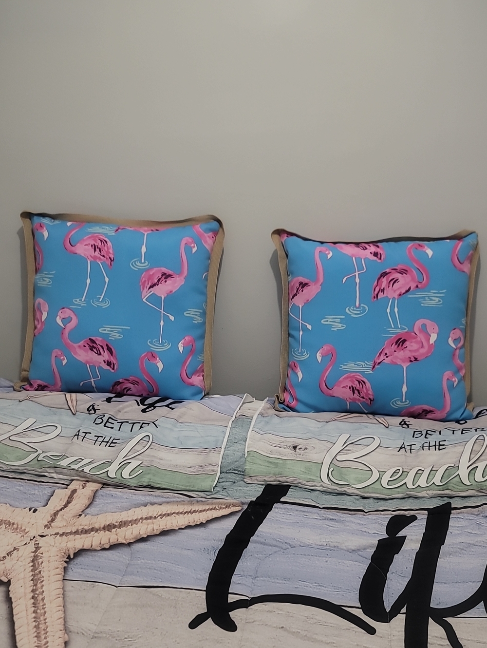 Home Accents Blue Flamingo Decorative Throw Pillows  (Set of 2)